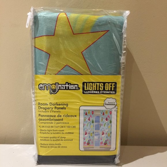 Emojination Stars Room Darkening Drapery Panels Curtains 42 x 63 New in Package - Picture 1 of 9